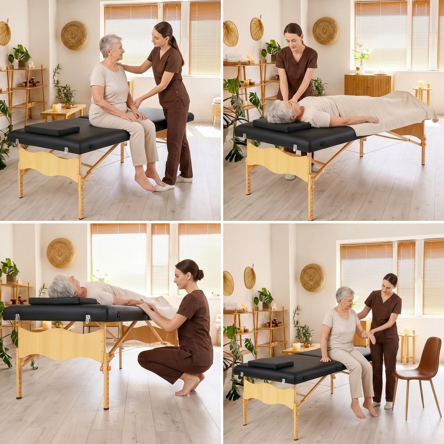 AceOrbit 73" x 33" x 24" Low Level Portable Folding Massage Table Adjustable Physical Exercise Therapy Bed Folding Massage Table for Spa Yoga Exercise Tattoo Home Training Station for Rehabilitation