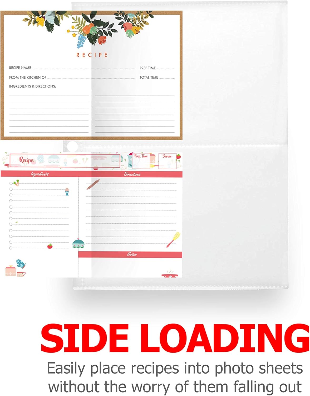 Recipe Card Protectors, 8.5x6.8 Inch Sleeves for Mini Binders, 30 Count, 4x6 Index Card Refill Sheets