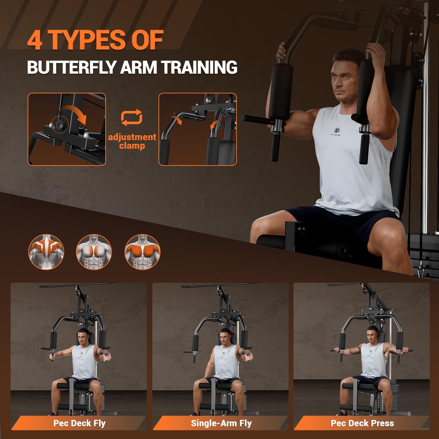Home Gym Equipment, Multifunctional Workout Station with 100LBS Weight Stack, Home Gym Machine for Full Body Traning with LAT Pulldown System