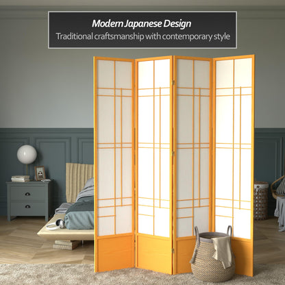 Red Lantern 7 ft. Tall Eudes Shoji Screen - Honey - 4 Panels