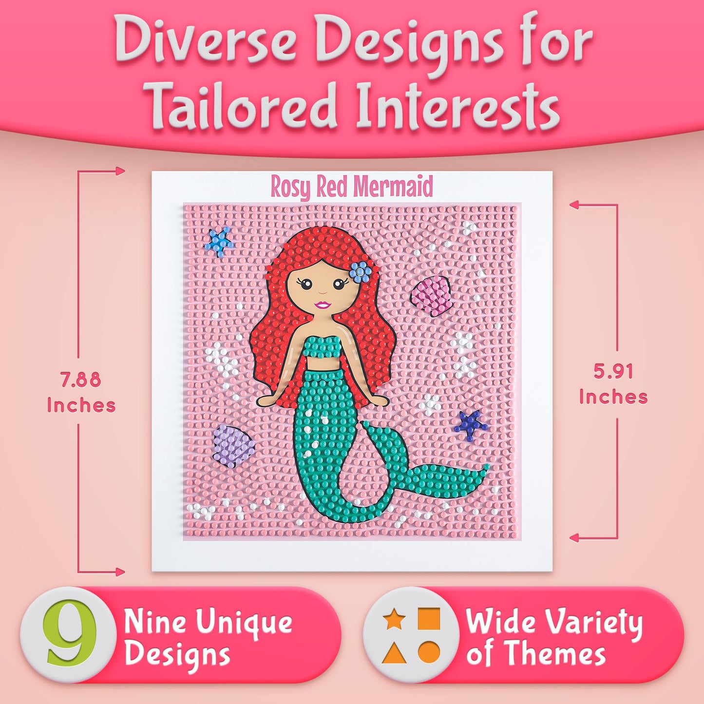 Klevly Diamond Painting Kits for Kids | 9 Unique Designed Canvases - Unicorn, Fairy, Mermaid | Arts & Crafts with Minimum Mess | Diamond Art Kits for Kids | Gem Painting Kit | Jewel Art | Crystal Art