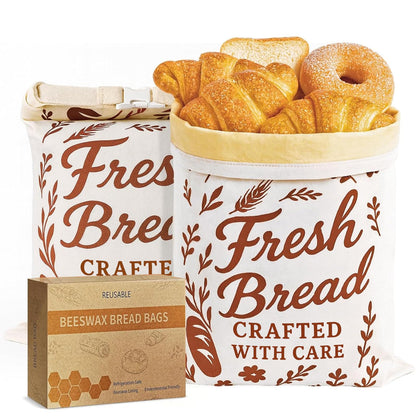 Beeswax Bread Bags for Sourdough & Homemade Bread XL 17x13 Inch, Reusable Bags for Homemade Bread Sourdough, 2 Packs Cotton Bread Storage Bags for Freezer & Refrigerator (Red)