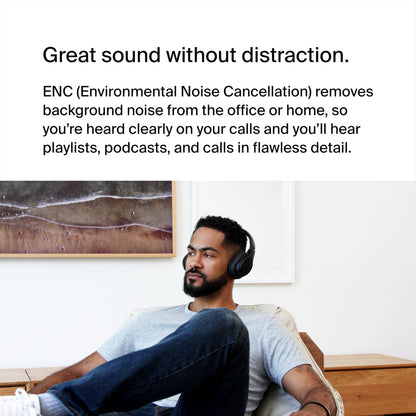Belkin SoundForm Adapt Wireless Over-Ear Headset, Headphones for Work, Play, Gaming, & Travel w/Built-in Boom Microphone, 45H Battery Life - Compatible with iPhone, iPad, Galaxy, and More - Black