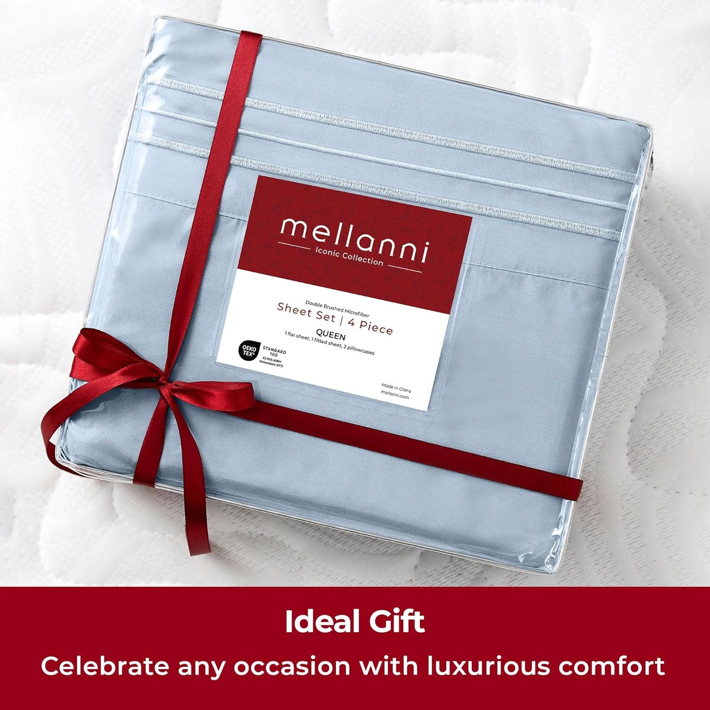 Mellanni Extra Deep Twin XL Sheets - Luxury Cooling Bedding Set - Ultra Soft, Wrinkle & Stain Resistant (Twin Extra Long, Blue Hydrangea)