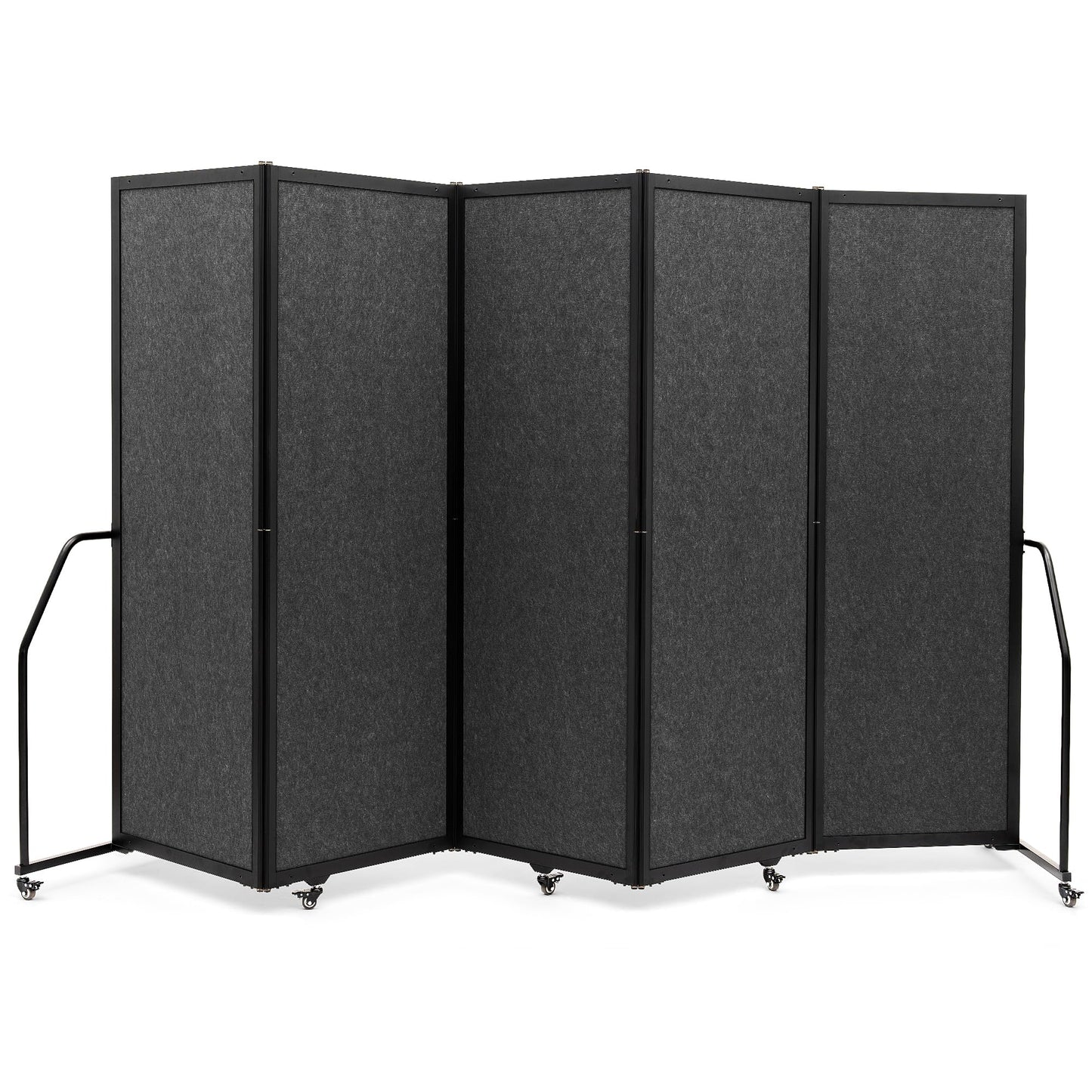 Artigwall Folding Privacy Screens Freestanding partition with Wheels and arms Portable dividers for Medical Hospital Offices 5 Panel, Dark Gray