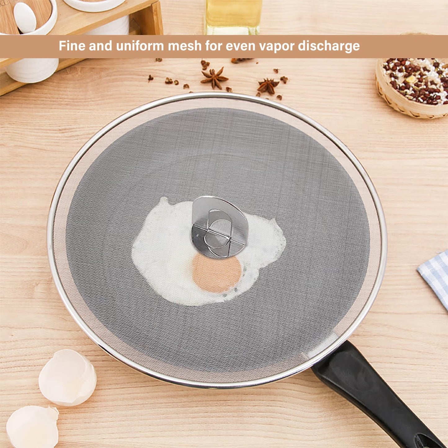 3 Pack Splatter Screen for Frying Pan 13" 11.5" 9.8" Stainless Steel Grease Splatter Guard Ultra Fine Mesh Lids with Fold Flat Knob Set for Prevent Oil Splatter