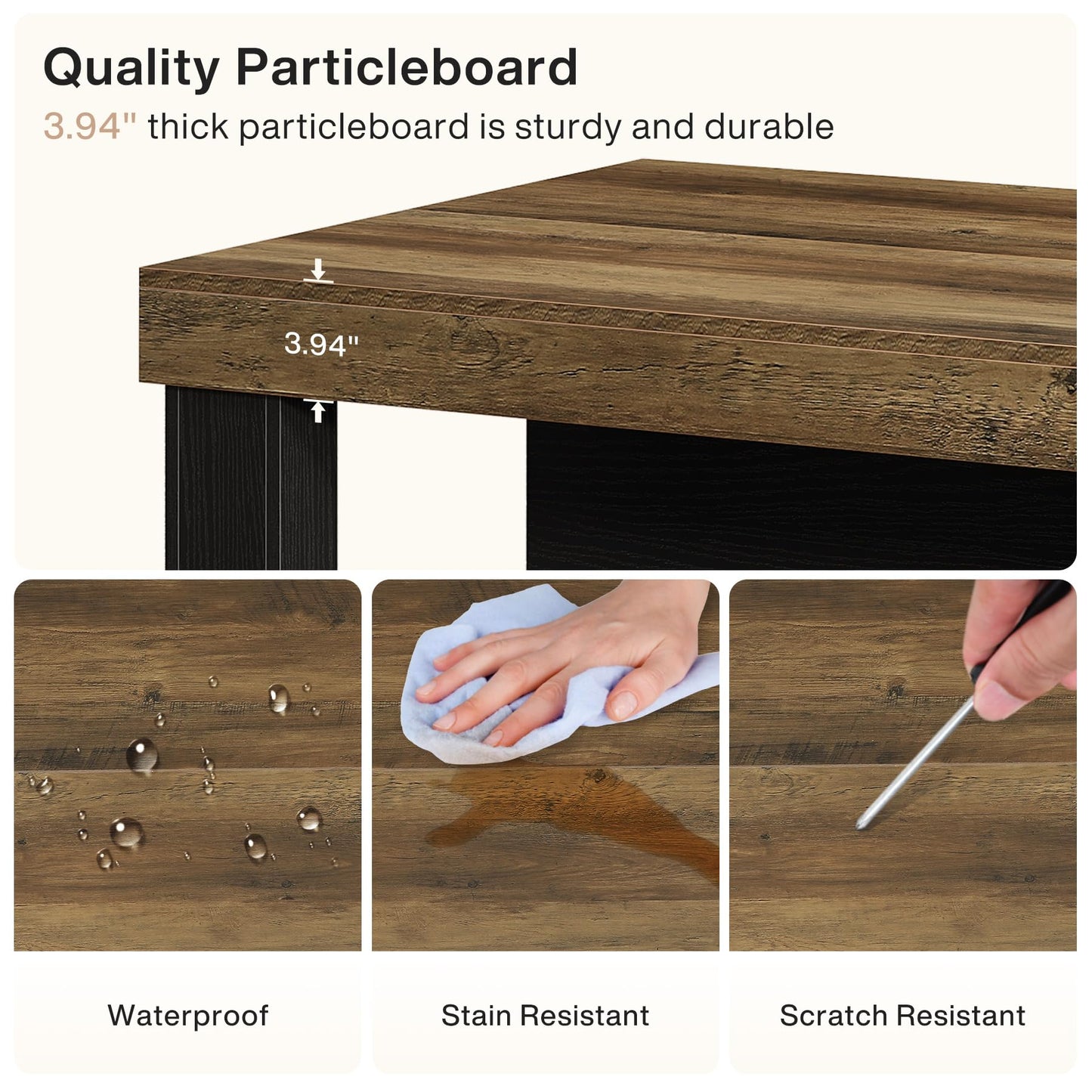 Tribesigns Kitchen Island with 3 Shelves, 55 Inches Width Kitchen Shelf with Large Worktop, Stable Wooden Structure, Farmhouse Style, Easy to Assemble, Black and Brown