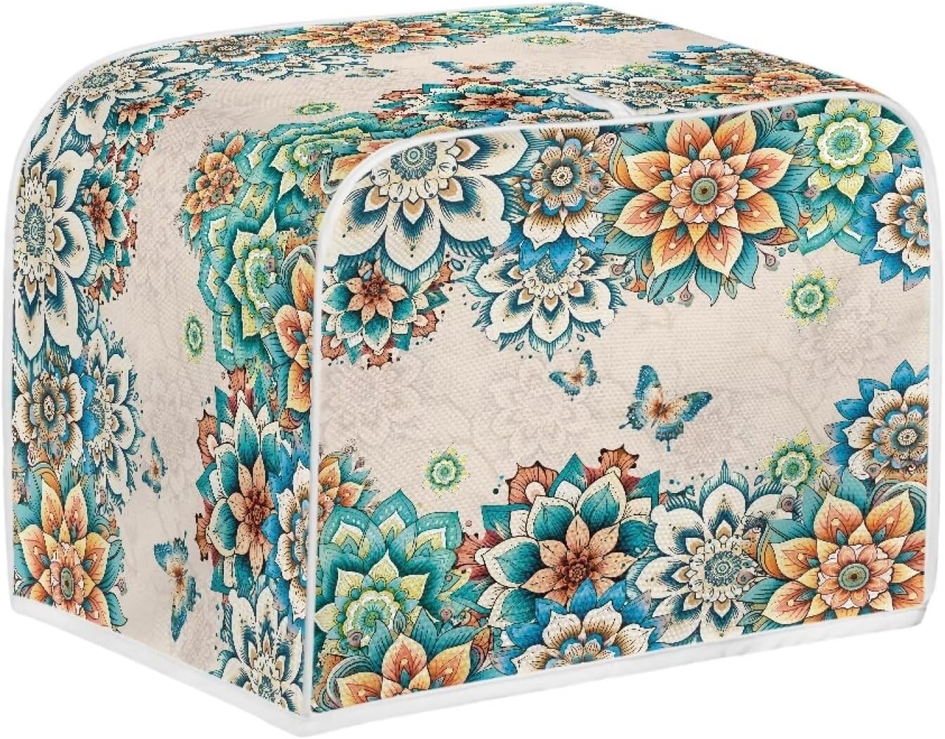 Quilted Boho Toaster Oven Covers, 4 Slice Kitchen Small Appliance Covers, Universal Size Dustproof Cover for Women Gift