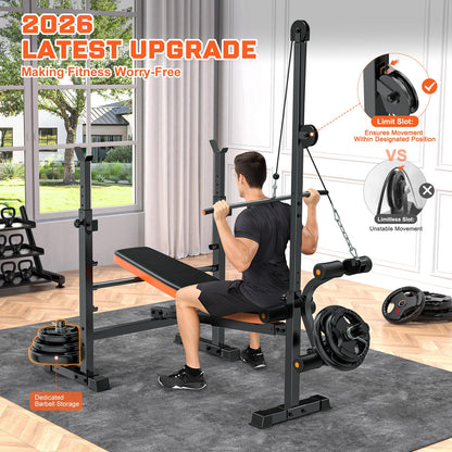 Fostoy 800lbs 8-in-1 Weight Bench – Lat Pulldown, Leg Extension/Curl, Press Bench with Preacher Curl & Adjustable Seat for Home Gym (800lbs 8-in-1 Weight Bench)