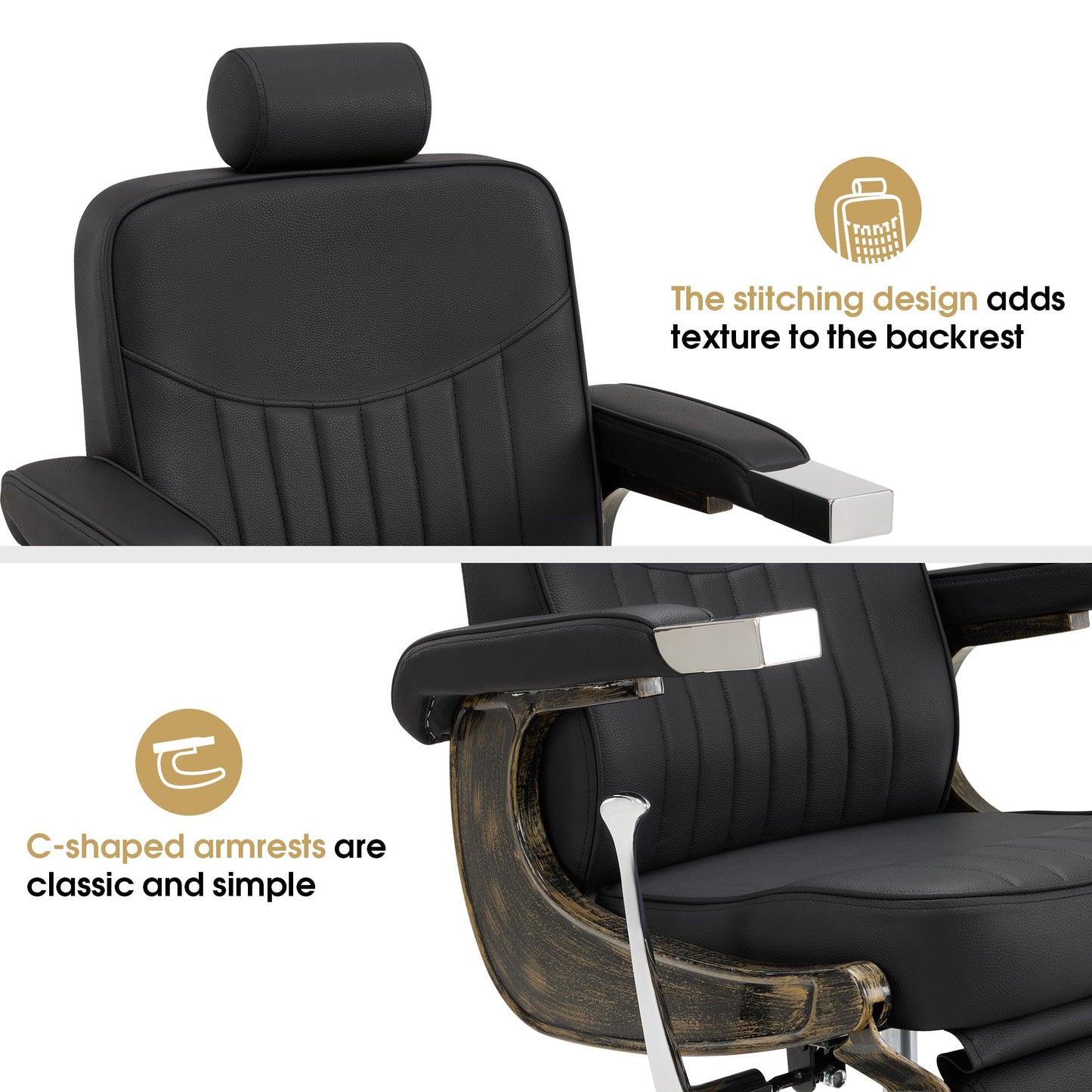 BarberPub Vintage Barber Chair Heavy Duty Metal Frame All Purpose Hydraulic Recline Beauty Salon Spa Equipment 2905