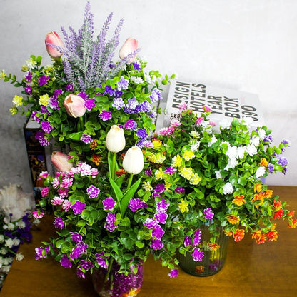 Artificial Flowers Faux Plastic Greenery Shrubs, UV Resistant Outdoor Plants for Home Kitchen Office Wedding Decor