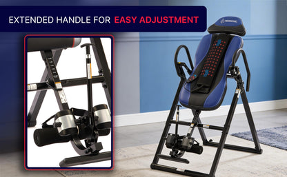 MediSonic Elite Inversion Table with Adjustable & Removable Lumbar Pad, Comfortable Ankle Security Cups, Multiple Inversion Angles, Heavy-Duty Frame, 300 lb Capacity, Blue