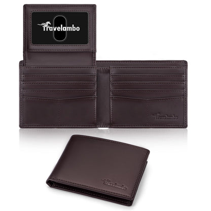 Wallet for Men, Premium Classic Mens Wallet Minimalist Slim Bifold Wallet, RFID Blocking Wallet with 10 Credit Card, 2 ID Window and 2 Cash Slots, Leather Compact Wallet, Front Pocket Card Holder