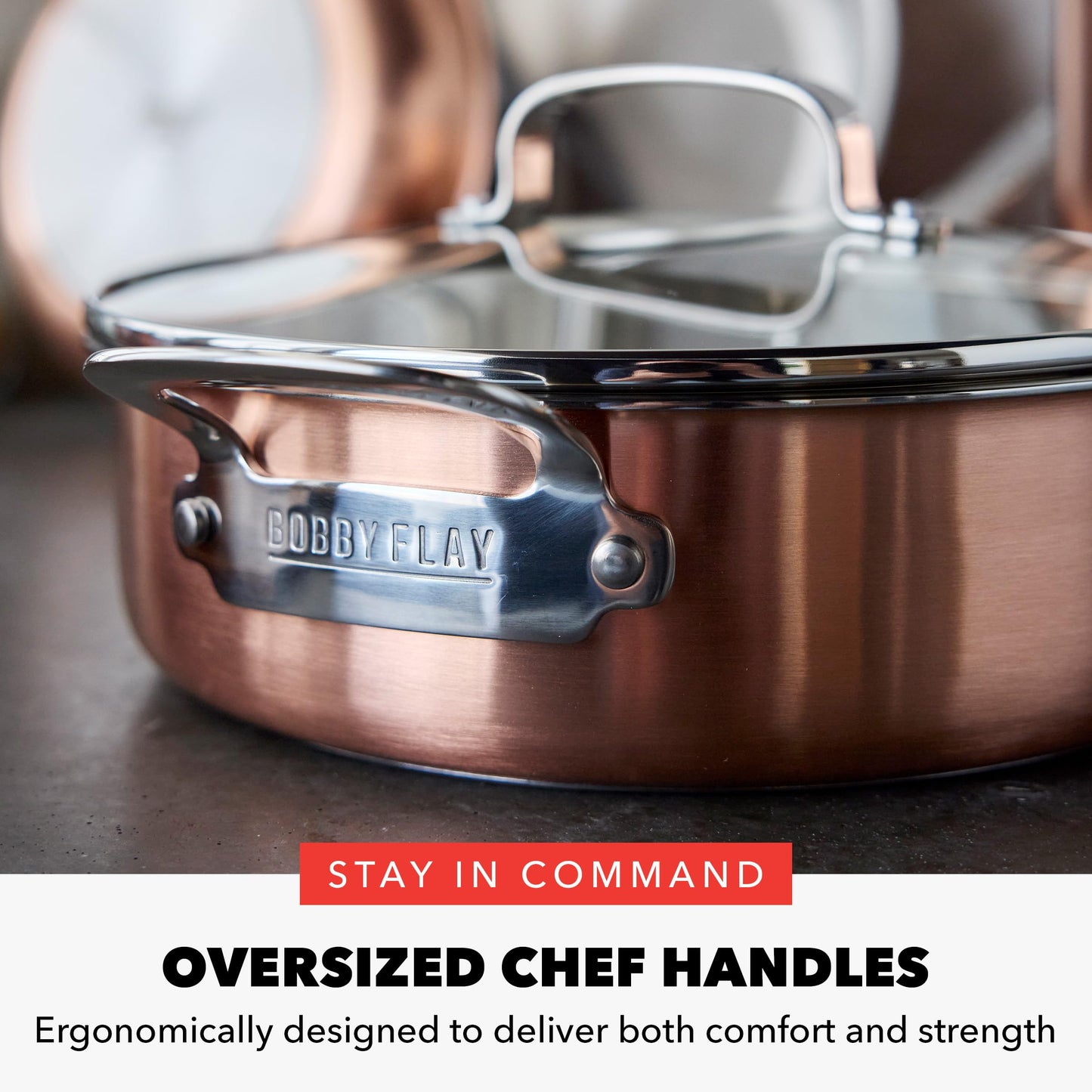 GreenPan x Bobby Flay 8 Piece Copper Clad Pots & Pans, Induction Ready Cookware, Measurement Markings, Stainless Steel Base & Interior, Oven Safe to 500˚F