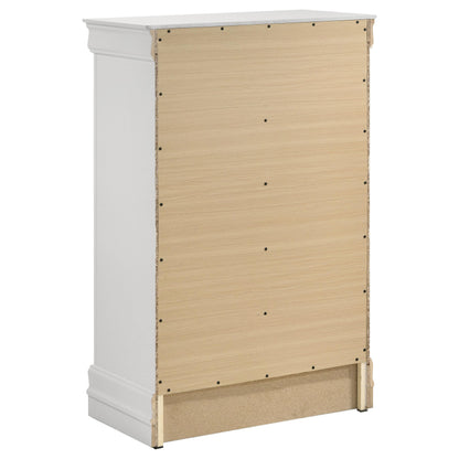 Coaster Home Furnishings - Louis Philippe - Wood - 5-Drawer Chest with Bail Handles, Molded Trim and Bracket Feet - Traditional - Bedroom - White - 202445