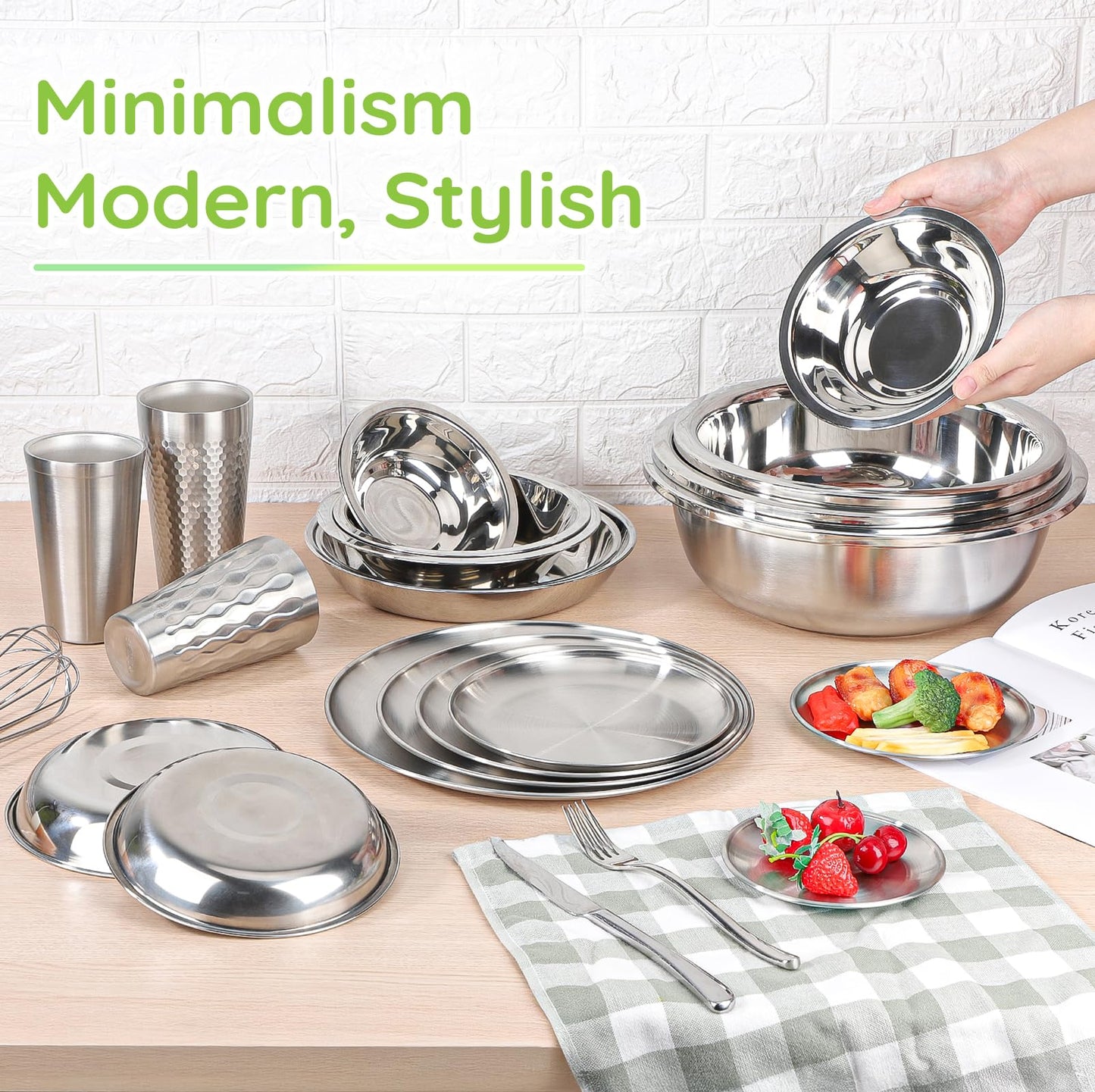 Offiper 304(18/8) Stainless Steel Mixing Bowls for Kitchen, 4 Pack 6.3" 13.67 fl.oz Metal Mixing Bowls Set Stackable for Baking Serving Cooking Food Prep Storage Dishwasher Safe Lightweight