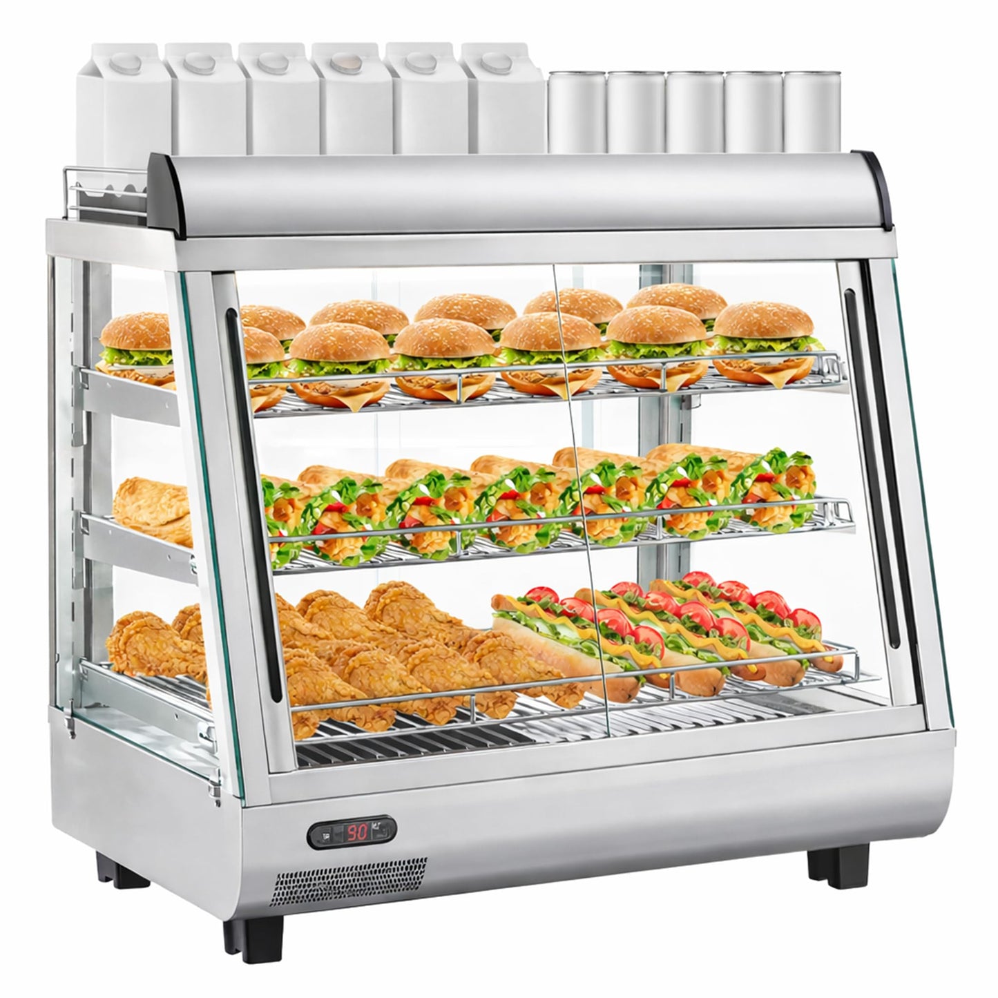 GarveeHome 3.4 Cu. ft. Capacity, Countertop Display Warmer with LED Lighting, Stainless Steel, Adjustable Temperature Control – Perfect for Food Display, Café, Bakery, and Concession Stands