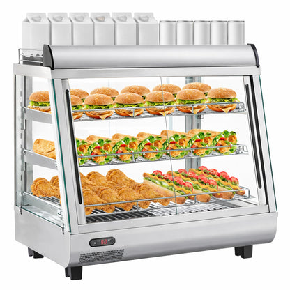 GarveeHome 3.4 Cu. ft. Capacity, Countertop Display Warmer with LED Lighting, Stainless Steel, Adjustable Temperature Control – Perfect for Food Display, Café, Bakery, and Concession Stands