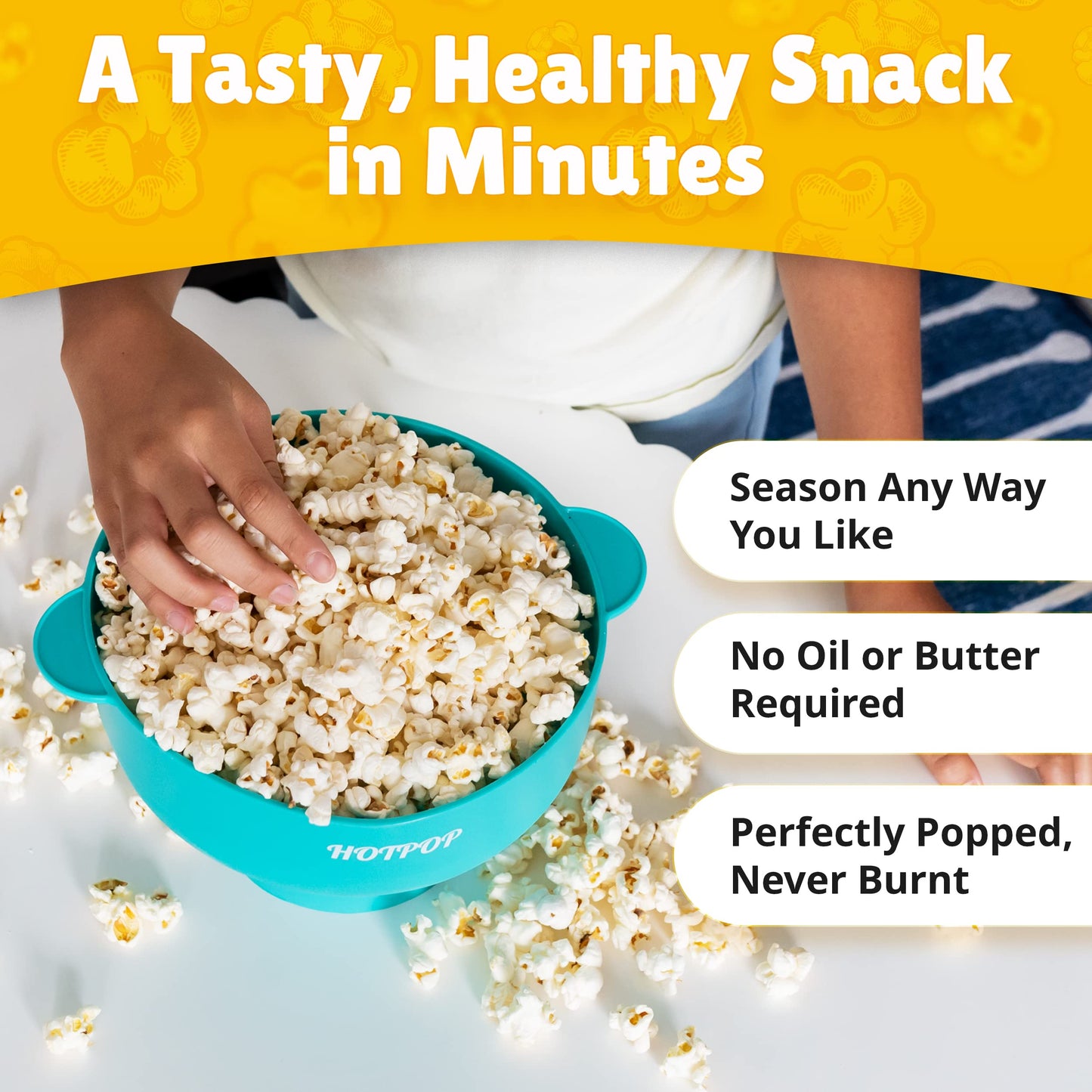 The Orginal HotPop Silicone Popcorn Maker - Microwave Popcorn Popper with Handles - Collapsible Bowl, Heat-Resistant, Easy to Clean, Ideal for Family Movie Nights, 15-Cup Capacity - Red