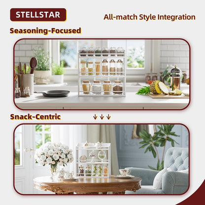 Countertop, STELLSTAR Spice Rack Wall Mounted, Freestanding Spice Organizer for Bamboo Spice Storage Holder