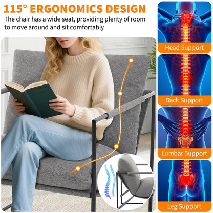 GAOMON Modern Sling Accent Chair Set of 2,Comfy Living Room Chair with Metal Frame,Upholstered Armchair with Soft Cushion for Bedroom Balcony Lounge Reading Room