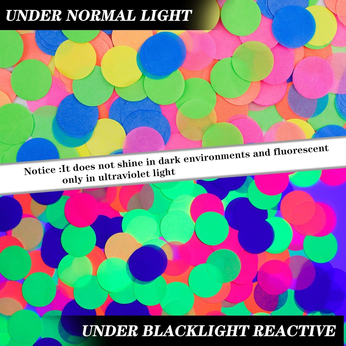 10000 pieces UV Neon Round Confetti - 5 Colors Neon Fluorescent Tissue Dot for Blacklight Party Supplies