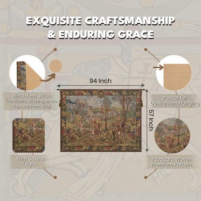 C Charlotte Home Furnishings Inc Vieux Brussels Belgian Tapestry Wall Hanging | Viscose Cotton and Polyester Blend Wall Art | 57 in. x 94 in | Home Decor Accents