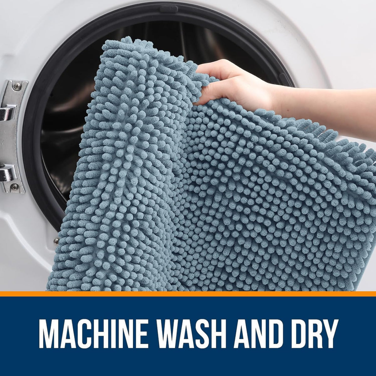 OLANLY Bath Rugs - Extra Soft Chenille, Quick Dry & Absorbent | 36x24, Airy Blue, Machine Washable