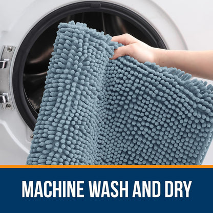 OLANLY Bath Rugs - Extra Soft Chenille, Quick Dry & Absorbent | 36x24, Airy Blue, Machine Washable
