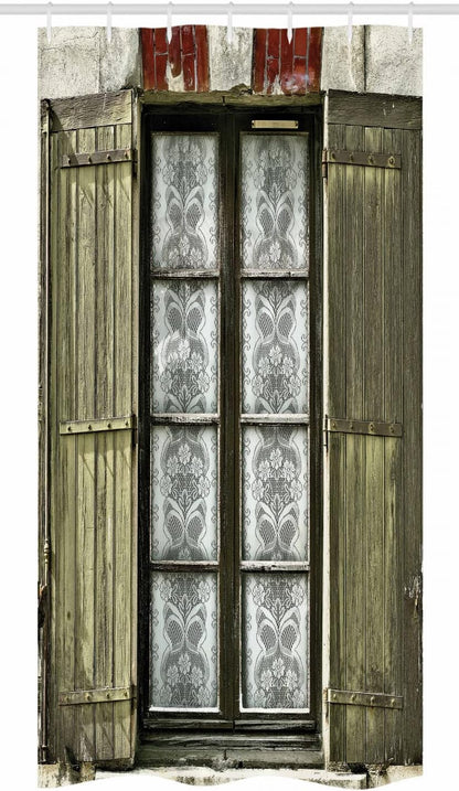 Ambesonne Country Stall Shower Curtain - European French Window Antique Design, Fabric Bathroom Decor, 36" W x 72" L