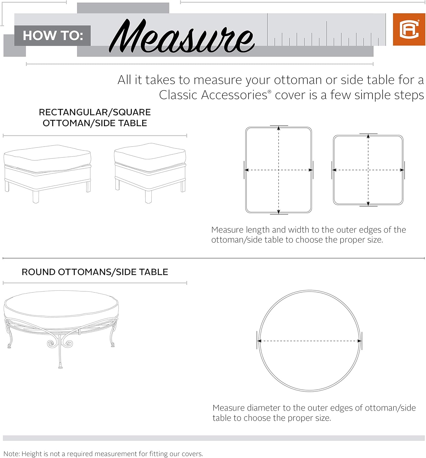 21 Inch Classic Accessories Terrazzo Water-Resistant Square Ottoman/Coffee Table Cover, Outdoor Ottoman Cover