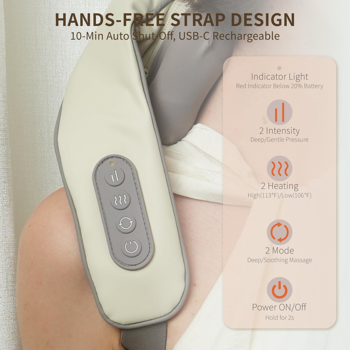 Breo N5 Mini Neck Massager with Heat, Electric Massager for Neck & Shoulder, Shiatsu Shoulder Massager