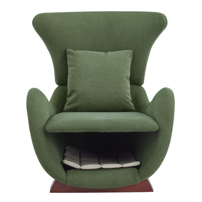 Merax Modern Accent Chair with Pet Cave & Storage, Dual-Layer Design Living Room Lounge Chair with Plush Polyester Fabric, Stylish Reading Chair for Cozy Nook, Home Office & Bedroom, Green