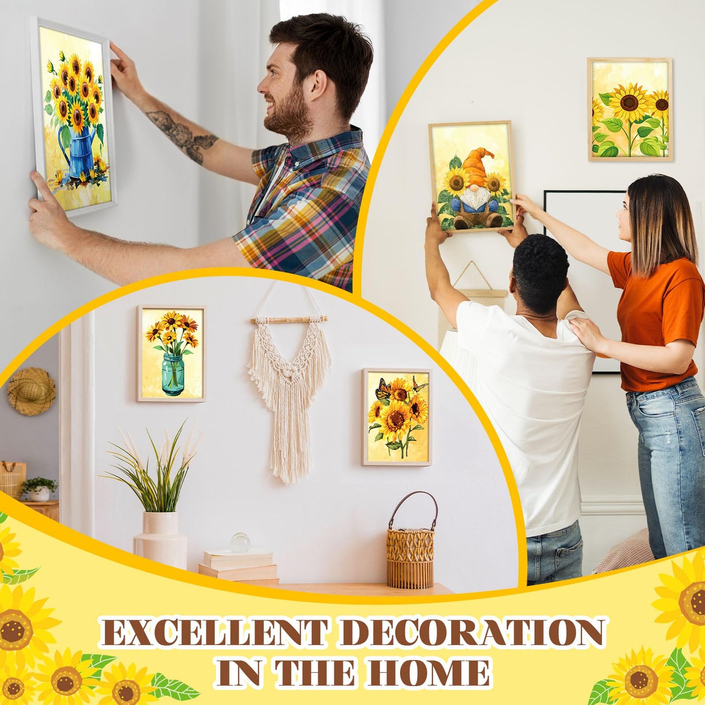 Humyoun 8 Sets 8" x 10" Sunflower Pre Drawn Canvas to Paint for Sip and Paint Party Sunflower Predrawn Coloring Set Pre Sketched Canvas Boards with Paints and Brushes for Adult