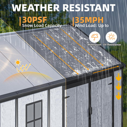 MELLCOM 10 x 8 FT Plastic Outdoor Storage Shed with Floor, Plastic Outdoor Storage Tool Shed with Windows and Lockable Door, Resin Garden Shed for Bike, Pool Supply, Lawnmower