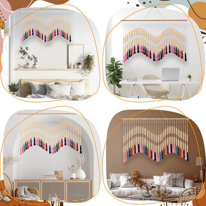 Tiamon Boho Wall Decor - 59'' W x 42'' L Macrame Wall Hanging Large Tapestry Art for Bathroom Farmhouse Bedroom Living Room Nursery Classroom Bohemian Natural Modern Rustic Style Decoration