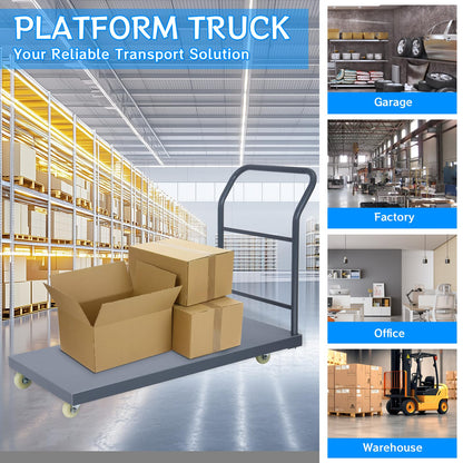 Heavy Duty Flatbed Cart 60"x30" Platform Truck with 4 Swivel Wheels, 2000 lbs Capacity Steel Hand Truck, Industrial Utility Push Cart for Warehouse Garage and Moving