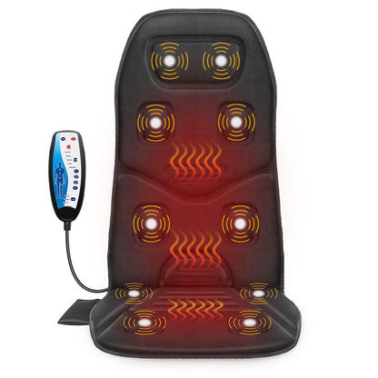 COMFIER Massage Seat Cushion Back Massager with Heat,10 Motors Vibration Chair Pad（Not Shiatsu,Rolling Massage,Chair Massager for Office/Home(Not for Car)