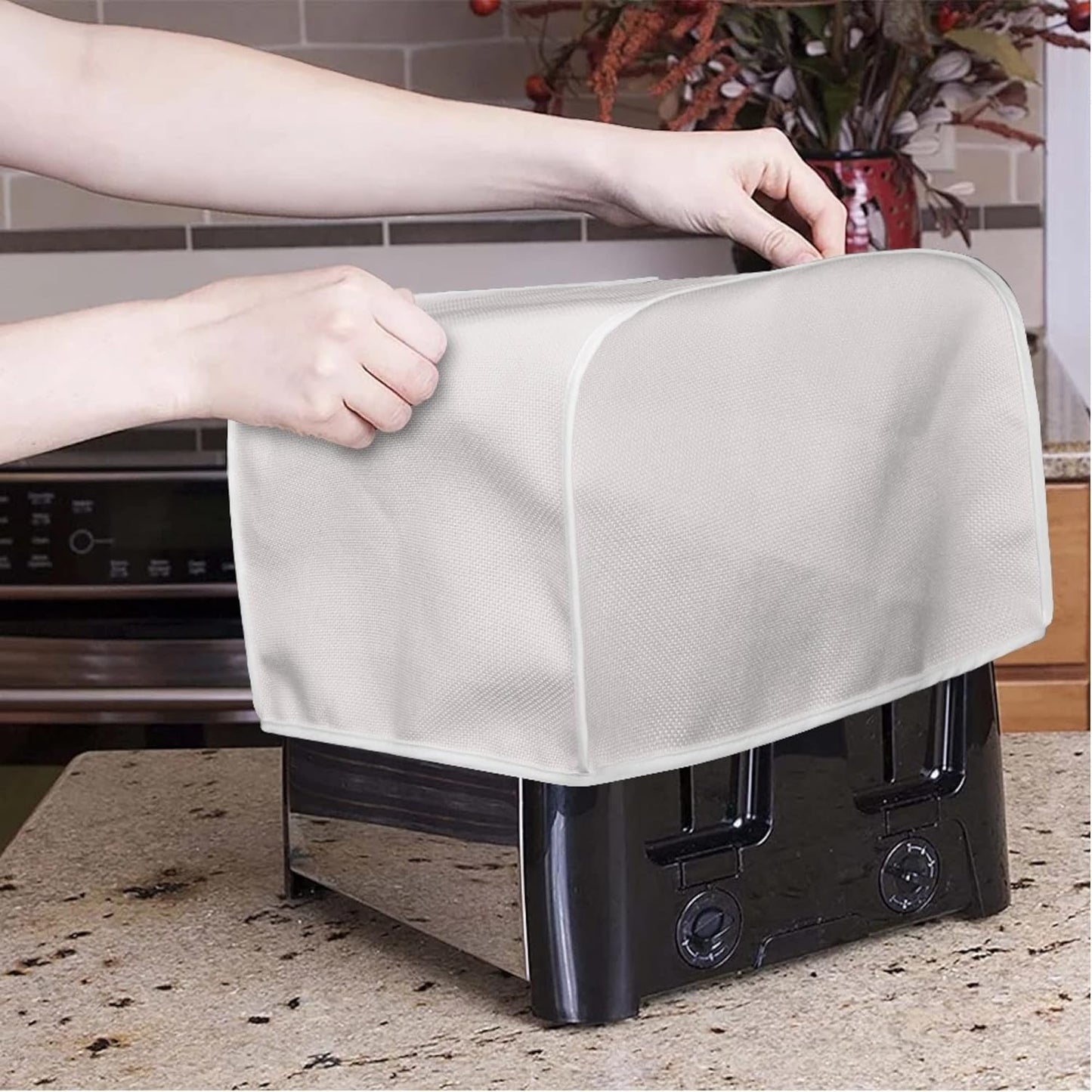 Light Blue Toaster Dust Cover for 2 Slice Toaster, Washable Dust and Fingerprint Protective Cover for Kitchen Appliances