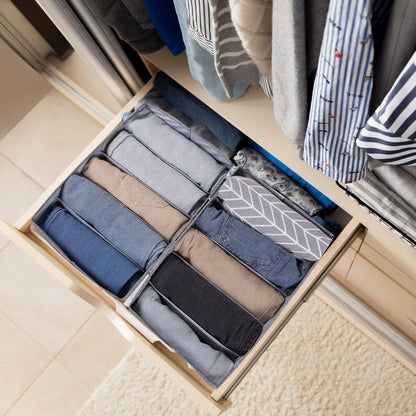 Fixwal 4pcs Wardrobe Clothes Organizer, Foldable Jean Organizer for Drawer, Washable Compartment Storage Bins for