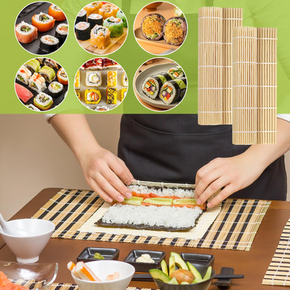 Axigundaone 20 Pcs Bamboo Sushi Rolling Mat Bulk, 9.5 x 8.9 Inch Bamboo Square Sushi Mat Roller, Sushi Making Roller Mats for Beginners, Sushi Party