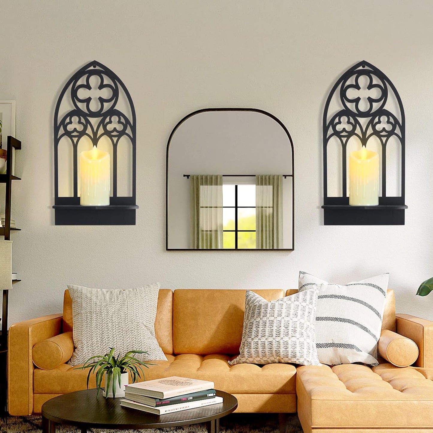 2 3) OYEFLY Pcs Gothic Sconces Wall Decor,Black Goth Decor Arched Church Wall (Style