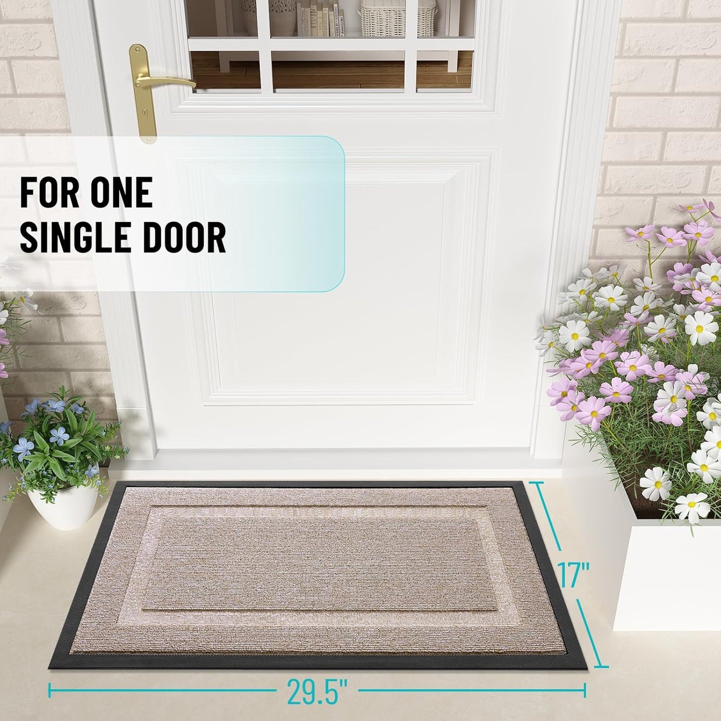 OLANLY Waterproof Front Door Mat - All-Season Indoor/Outdoor Doormat, Easy Clean, 29.5x17, Camel