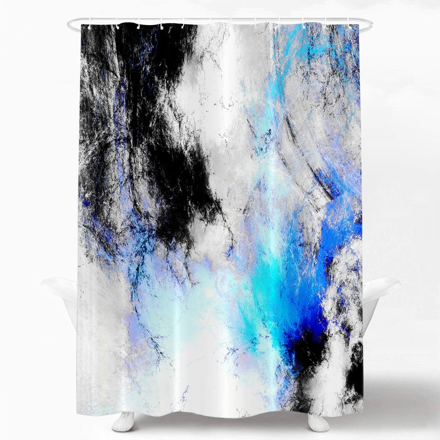 Shrahala 72x72 Inch Abstract Grey and White Shower Curtain, Waterproof Fractal Designs for Bathroom with Grommets