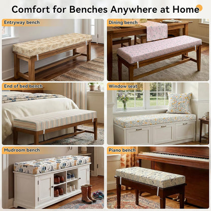 Custom Size Bench Cushion, Non-Slip High Density Foam Bench Seat Cushion for Indoor Furniture, Window Seat, Piano
