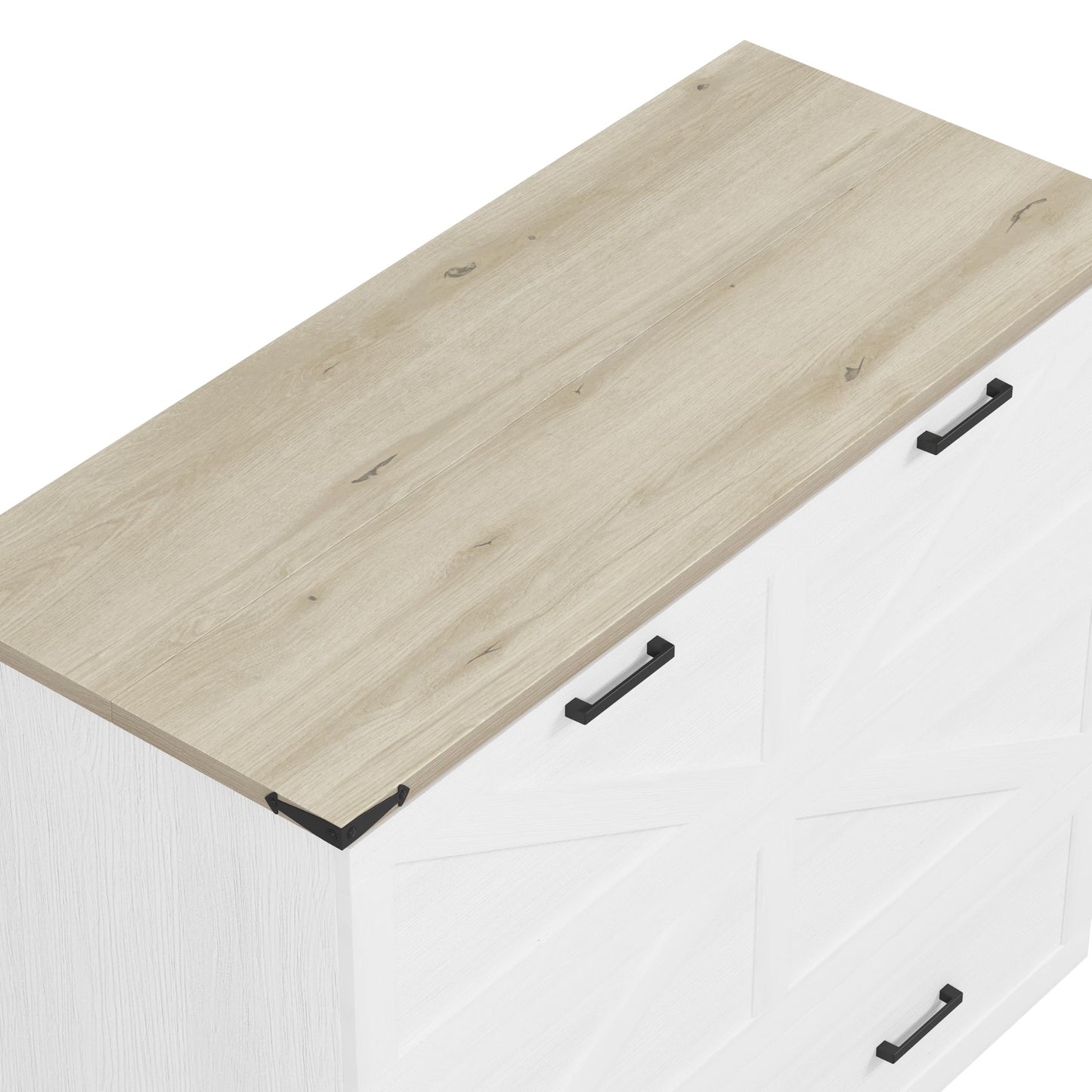 Ball & Cast Murphy Bed Full Size with Charging Station,Farmhouse Murphy Cabinet with Large Storage Drawer,Hideaway Bed Foldable Platform Bed for Guest Room, Apartment, White
