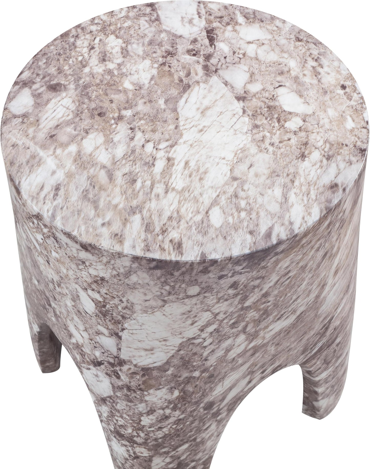 Meridian Furniture 99054Brown-ET Foligno Collection Art Deco Indoor/Outdoor Concrete End Table with Brown Marble Finish, 14" W x 14" D x 18" H, Brown