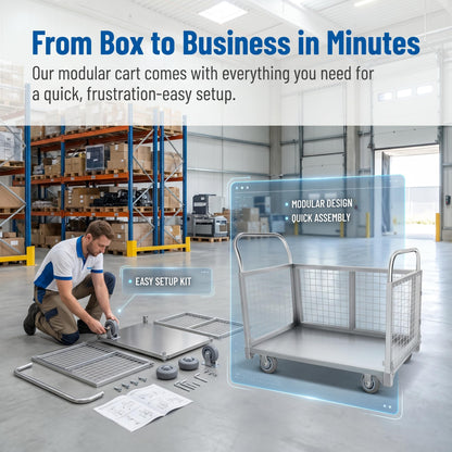 Platform Truck Cart with Cage,2200 lbs Capacity,6-in-1 Multi-Purpose Heavy Duty Foldable Flatbed Cart with Swivel Wheels,Quiet&Smooth Rolling Utility Hand Cart for Grocery,Laundry,Garage,Warehouse