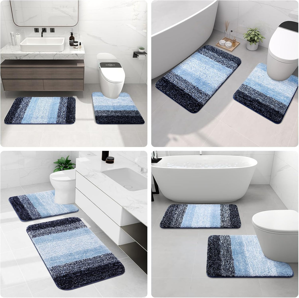 Arotive Microfiber Bath Rug - Soft, Absorbent & Non-Slip | Thick Plush 36x24 Blue Mat