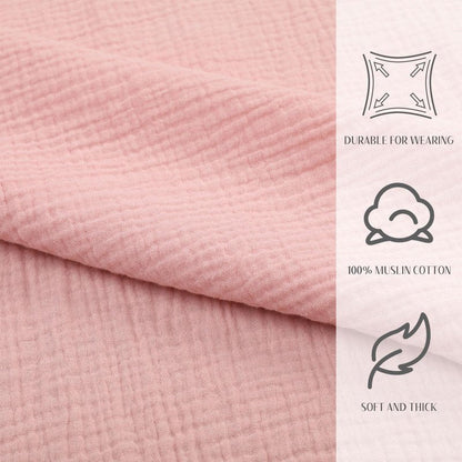 Frienda Muslin Hooded Beach Towel for 3-6 Years Kids Soft Muslin Bath Poncho for Baby Absorbent Fast Drying Blankets for Boys Girls Newborns Toddler Beach Pool Bath Essentials(Pink)